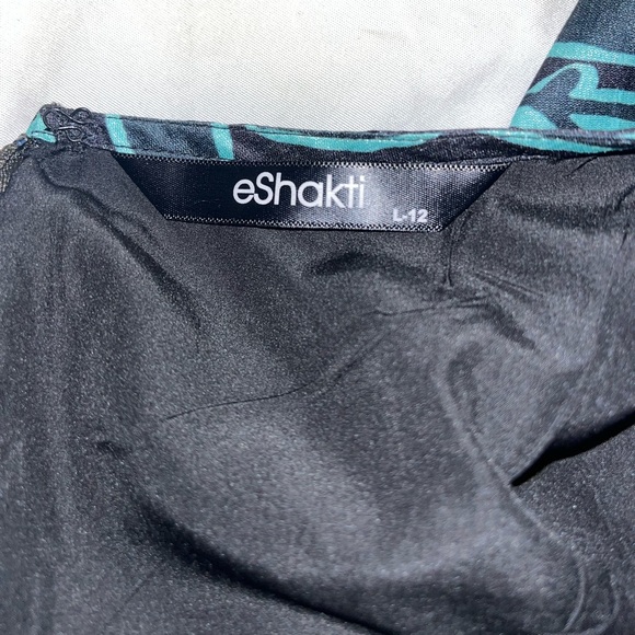 eShakti Blue Black and Light Blue long Dress Size L-12 - Picture 7 of 9